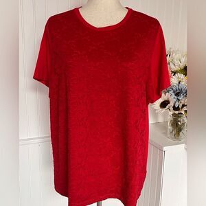 Stunning Red Short Sleeve Lace Top